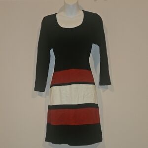 Chic Black, Red, and White Long Sleeve Dress